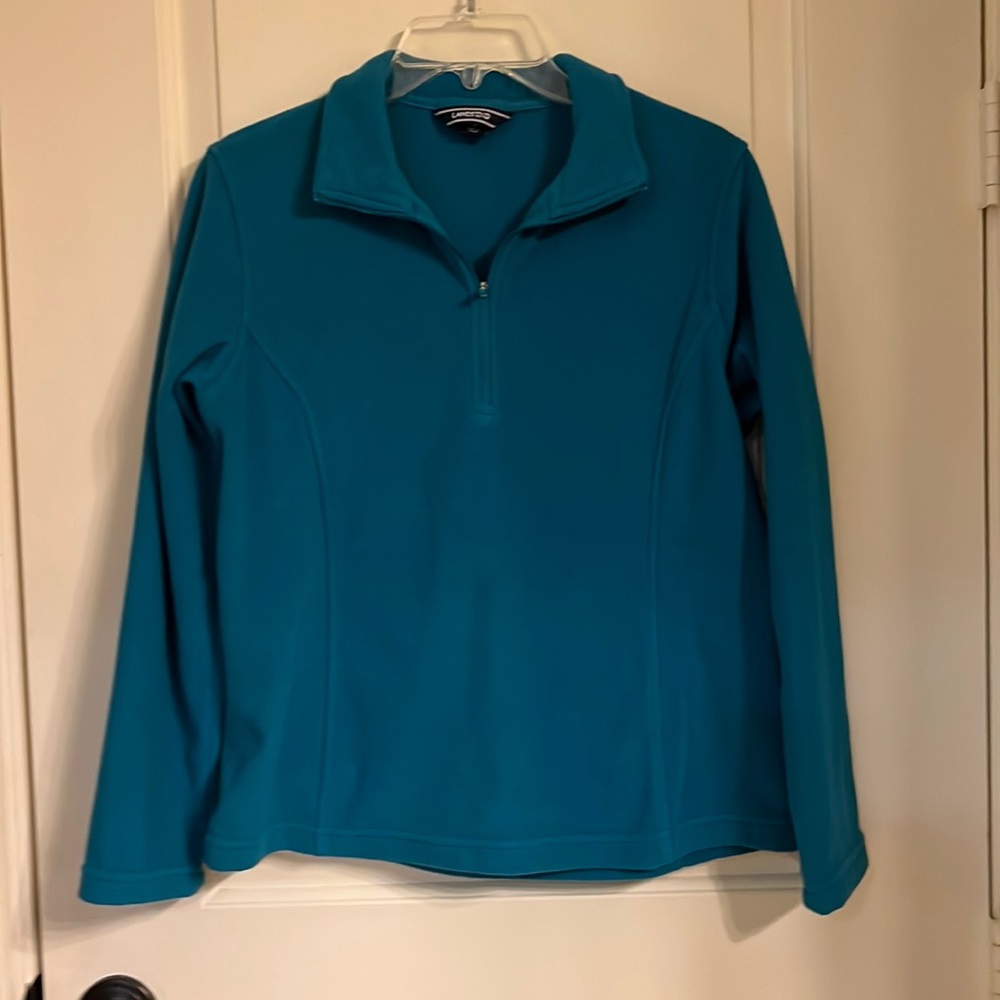 Lans’ End Small Petite 6-8 Teal Fleece Pullover